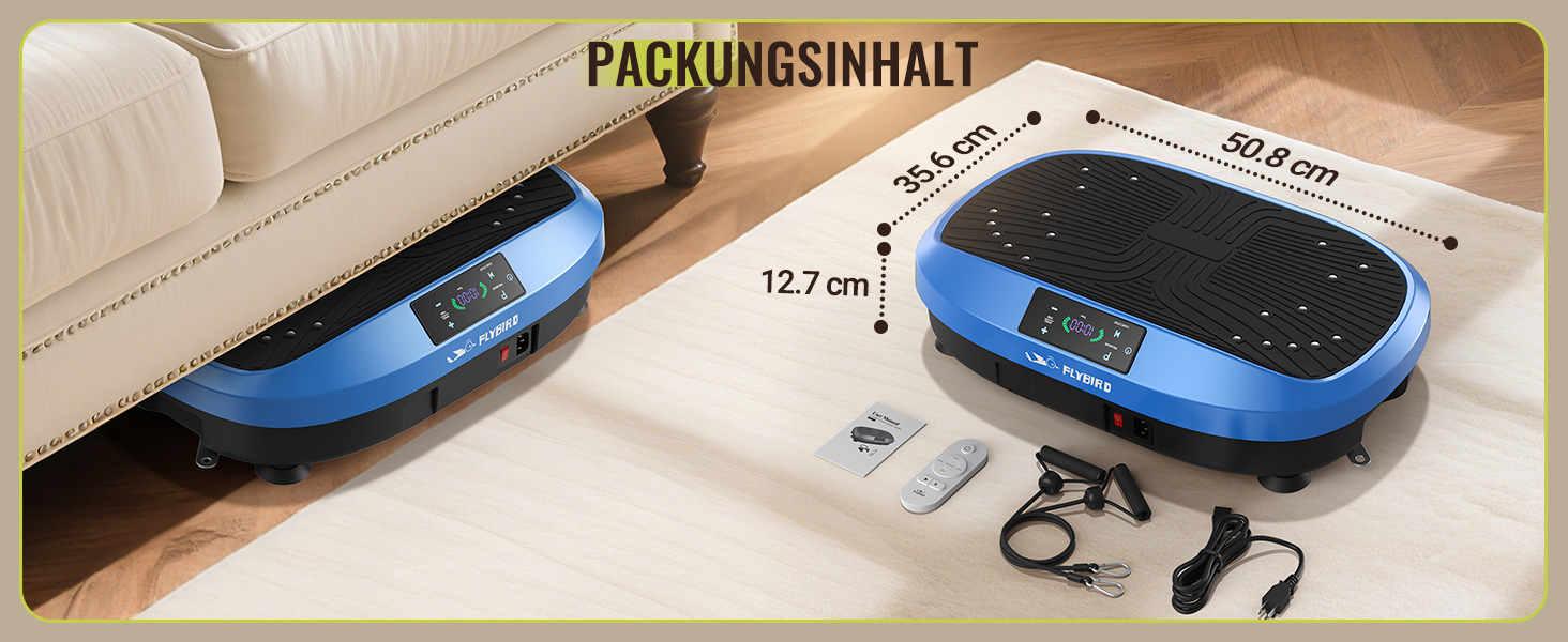 Вібраційна платформа FLYBIRD для всього тіла з пультом дистанційного керування, 120 швидкостей, 150 кг, N-блакитний (Переможець тесту 2025)