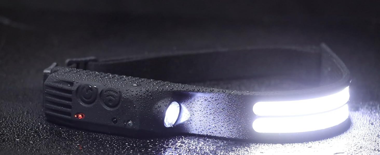 Налобний ліхтар Winthai LED перезарядна, 2 надпотужних 450 Lux з 5 режимами, 1500mAh, 230° широкий кут освітлення, IPX4 вологостійкий, 95g, ідеально для бігу, риболовлі, велоспорту, кемпінгу