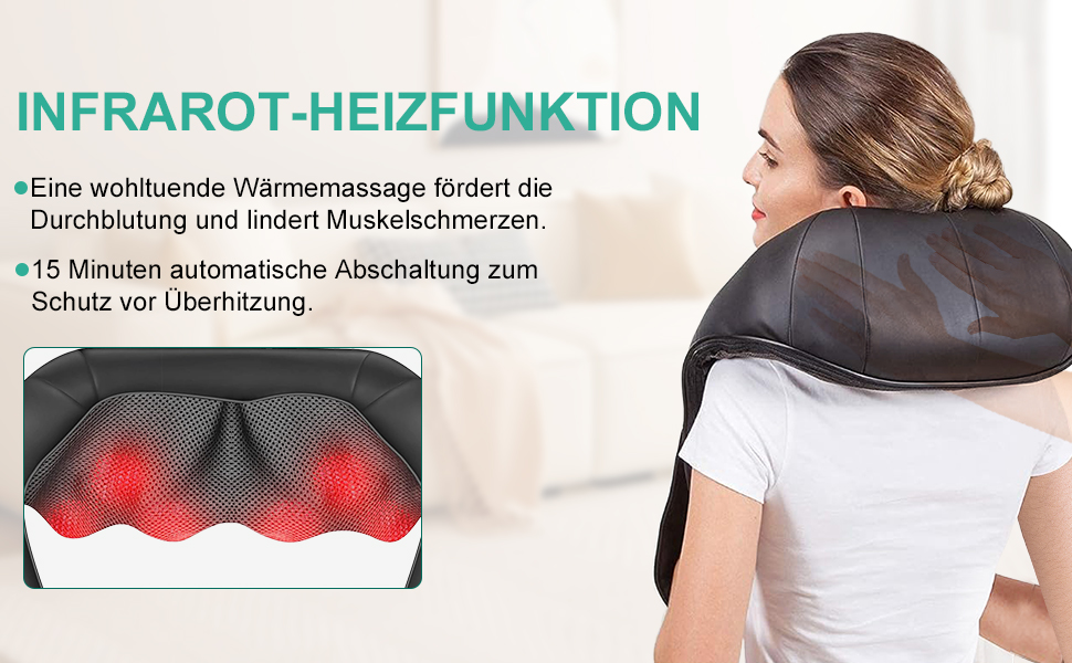 Електричний масажер для шиї та спини з підігрівом, Shiatsu 3D масаж, для тіла, ніг, подарунок