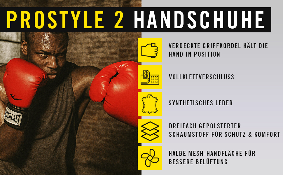 Боксерські рукавички Everlast ProStyle 2, 12oz, червоні, для тренувань, боксерського мішка, пращ, фітнесу, з клямками, стрічкою для хвата, сітчастою внутрішньою поверхнею та потрійною підкладкою – якість Everlast