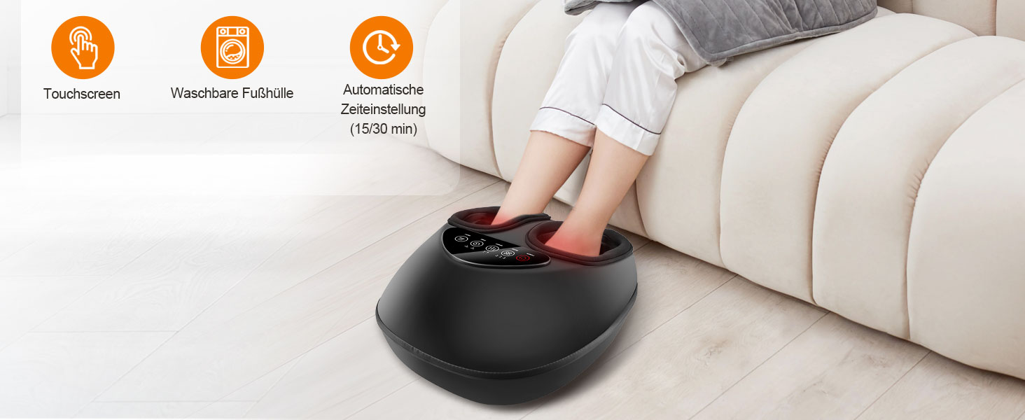 Масажер для ніг з підігрівом, електричний, 3D-кнесінг, роликовий та повітряна компресія, для зняття втоми, подарунок для чоловіків/жінок, чорний