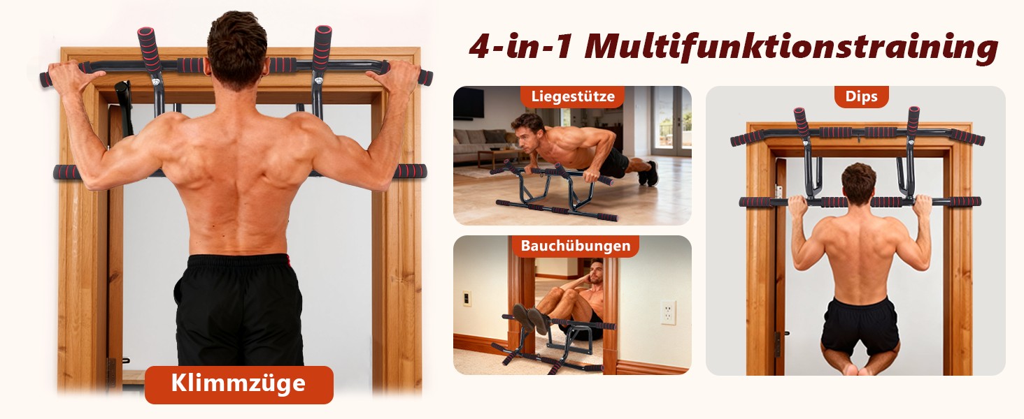 Турнік для дверей Klimmzugstange - турнік для підтягувань на дверний проріз без свердління, з м'якими ручками, 80-90 см