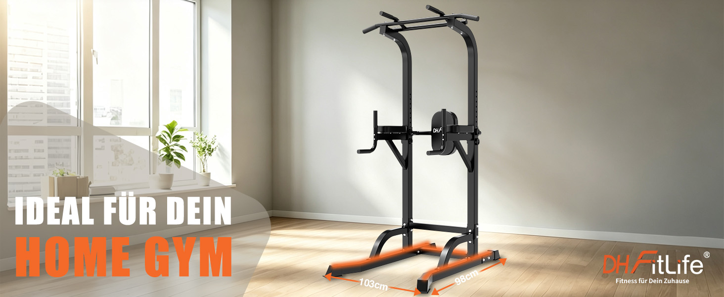 Силовий комплекс DH FitLife Power Tower: турнік, бруси та стійка для віджимань, регульована висота до 222 см, сталевий профіль 50х50 мм, навантаження до 300 кг, тренажер для дому 2026 Pro