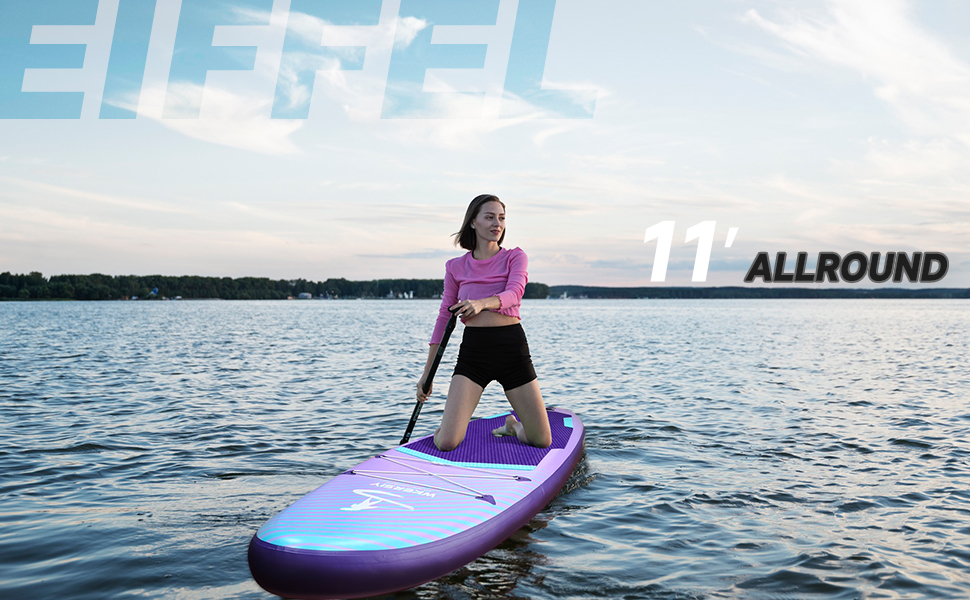 Надувний SUP Борд Allround 335см – Стабільний комплект Stand Up Paddle Board для початківців та професіоналів – Яскраве вейборд для йоги, риболовлі та відпочинку (Фіолетовий)