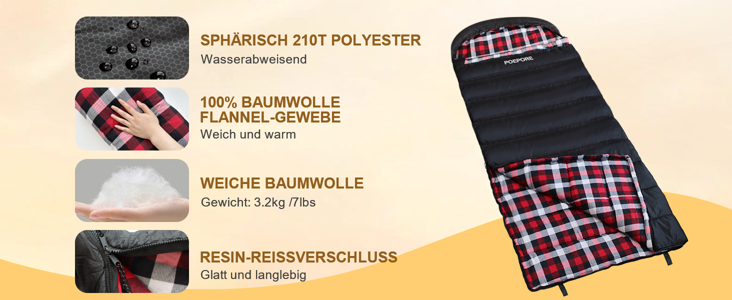 Спальний мішок XXL для дорослих, 3-4 сезони, фланель, кемпінг, зимовий, чорний, 230x90 см