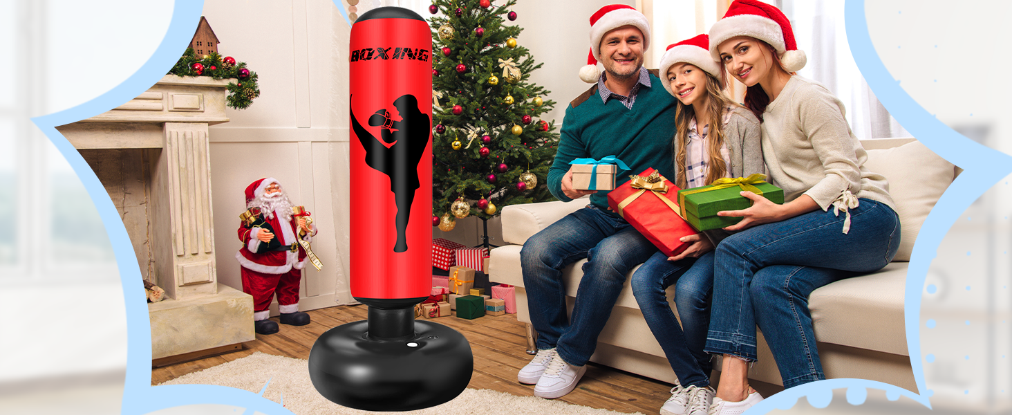 Груша боксерська дитяча Ninonly 160 см з рукавичками та насосом для дому, вулиці, спортзалу (Червона)