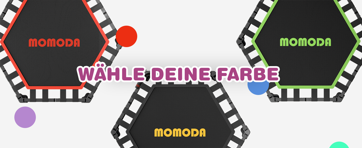 Трамплін для фітнесу MOMODA складний, діаметр 106 см, чорний. Зручний для занять вдома, підходить для дітей та дорослих.