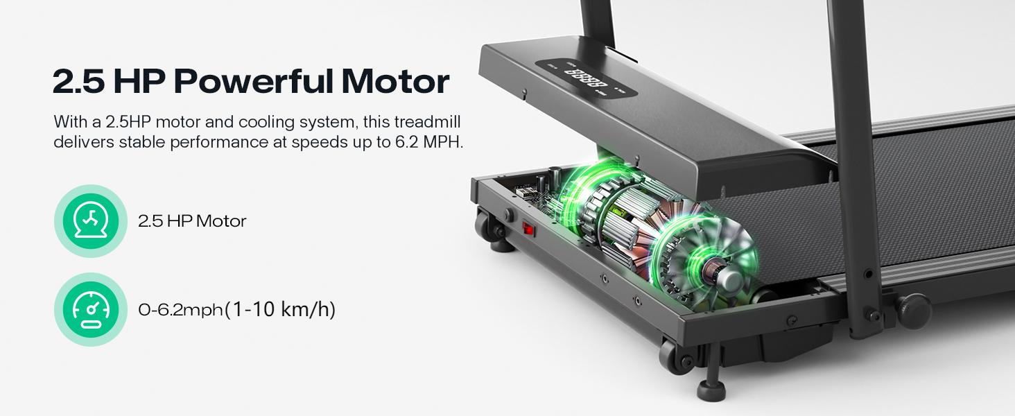 Електричний біговий тренажер UREVO для дому з нахилом 9%, складаний, 2.5HP, для роботи за столом, One-Touch HIIT, для дому, без збирання, чорний