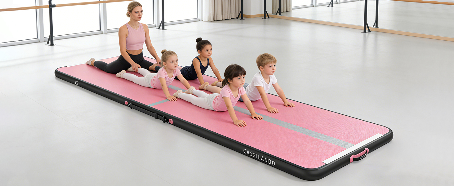 Airtrack CASSILANDO 300x100x10 см - Надувний мат для гімнастики, акробатики та йоги (М'ятний/Чорний)