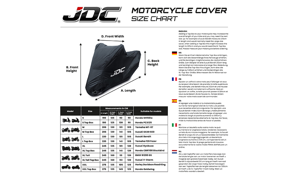Водонепроникний чохол для мотоцикла JDC Ultimate RAIN XL – міцний, з м'яким підкладкою, стійкий до нагрівання, з герметичними швами