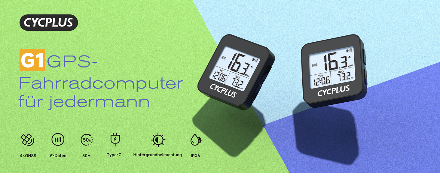 Велокомп'ютер CYCPLUS GPS бездротовий, водонепроникний IPX6, чорний - спідометр, лічильник відстані для велосипеда G1