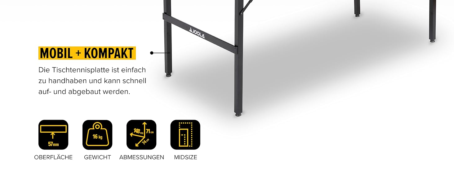 Стіл для пінг-понгу JOOLA Midsize, сучасний дизайн, сітка в комплекті, чорний/зелений