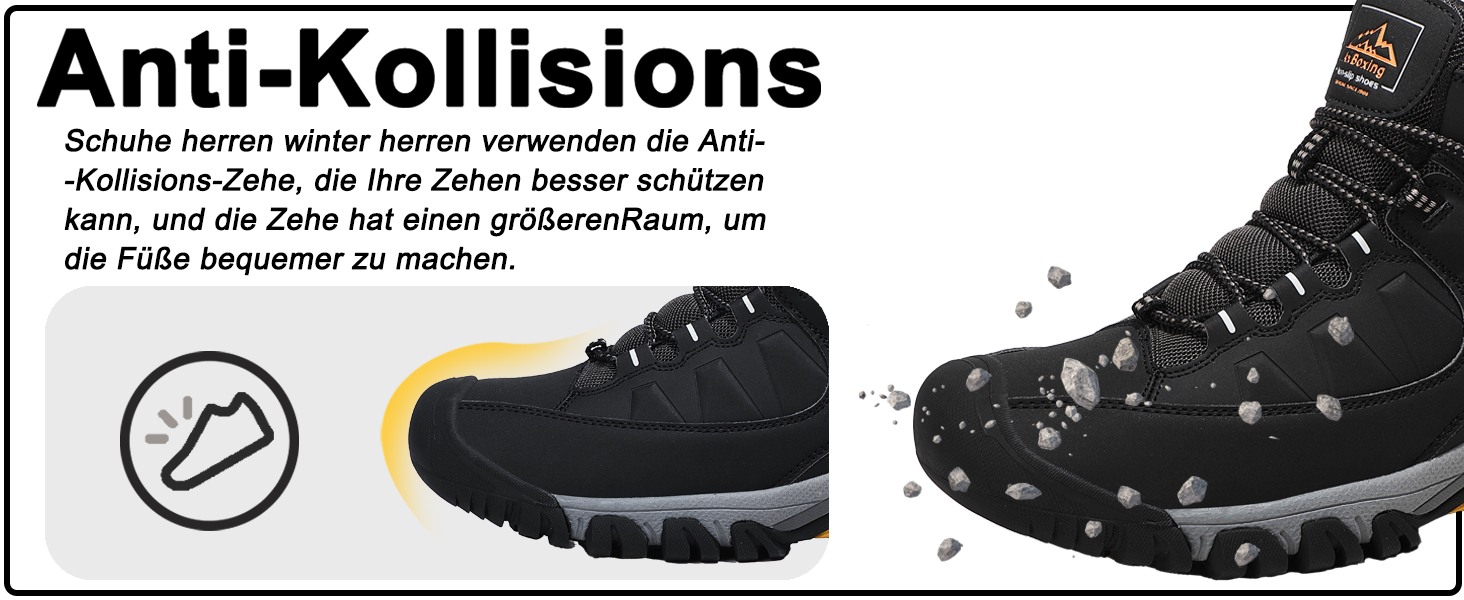 Чоловічі зимові черевики AX BOXING: утеплені, для ходьби та трекінгу, розмір 41-46 EU, колір світло-чорний