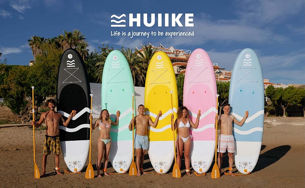 Надувний SUP-борд HUIIKE з аксесуарами: весло, фіни, насос. Стабільний та міцний SUP-борд для стабільного веслування. Розмір 305x84x15 см, вантажопідйомність до 130 кг. Колір рожевий, серія Enjoyer Essential