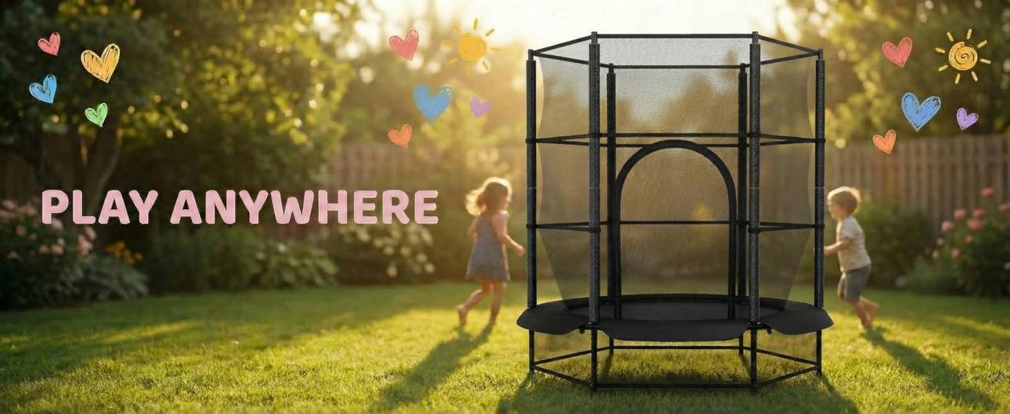 Батут для дітей LIFERUN Ø140 см з сіткою безпеки, для саду та дому, до 50 кг, чорний