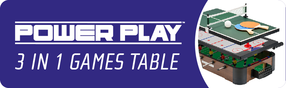 PowerPlay Набір ігор для столу 3 в 1: міні-футбол, хокей, настільний теніс