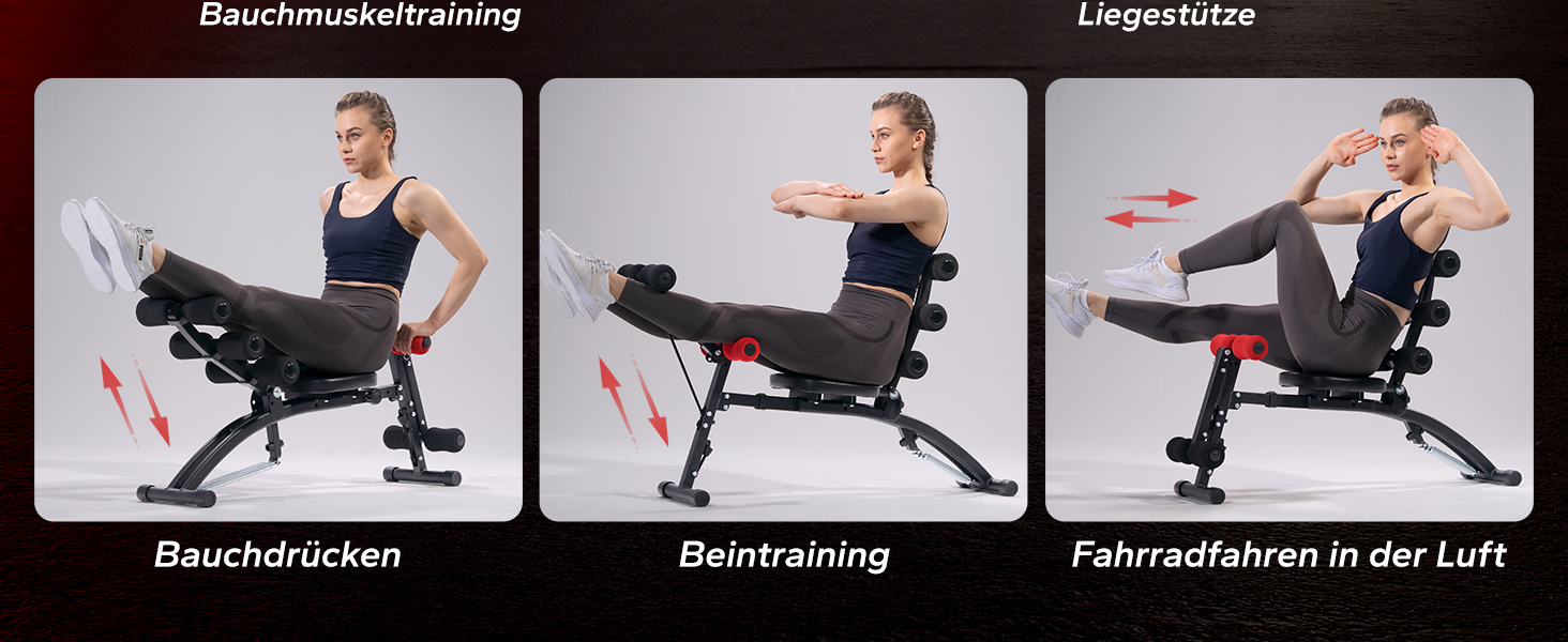 MERACH Регульована лава для пресу, тренажер для вправ на прес та ноги, до 136 кг, чорний