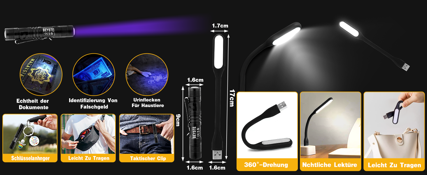 Ліхтар LED BEYSTE 1000000 Люмен, Тактичний ліхтар USB, Водостійкий, Чорний