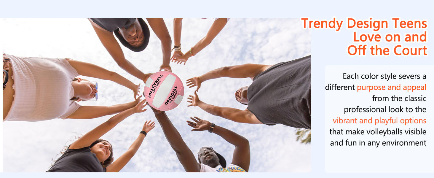 Волейбольний м'яч Aipwerer: для тренувань, пляжу, залу. Водостійкий, Soft Touch, рожевий. У комплекті насос та сумка