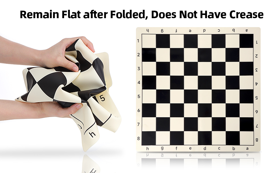 Набір шахів зі складною дошки з силікону, 50,8 см, фігури з вагою, висота короля 9,8 см, 2 додаткові королеви, складана дошка, портативний набір для подорожей та турнірів, з сумкою