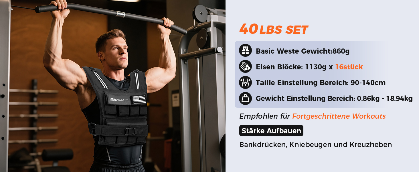 Вага для тренувань BAGAIL: регульована, зі знімними пластинами, для силових тренувань, фітнесу, йоги та аеробіки (9.66 кг)