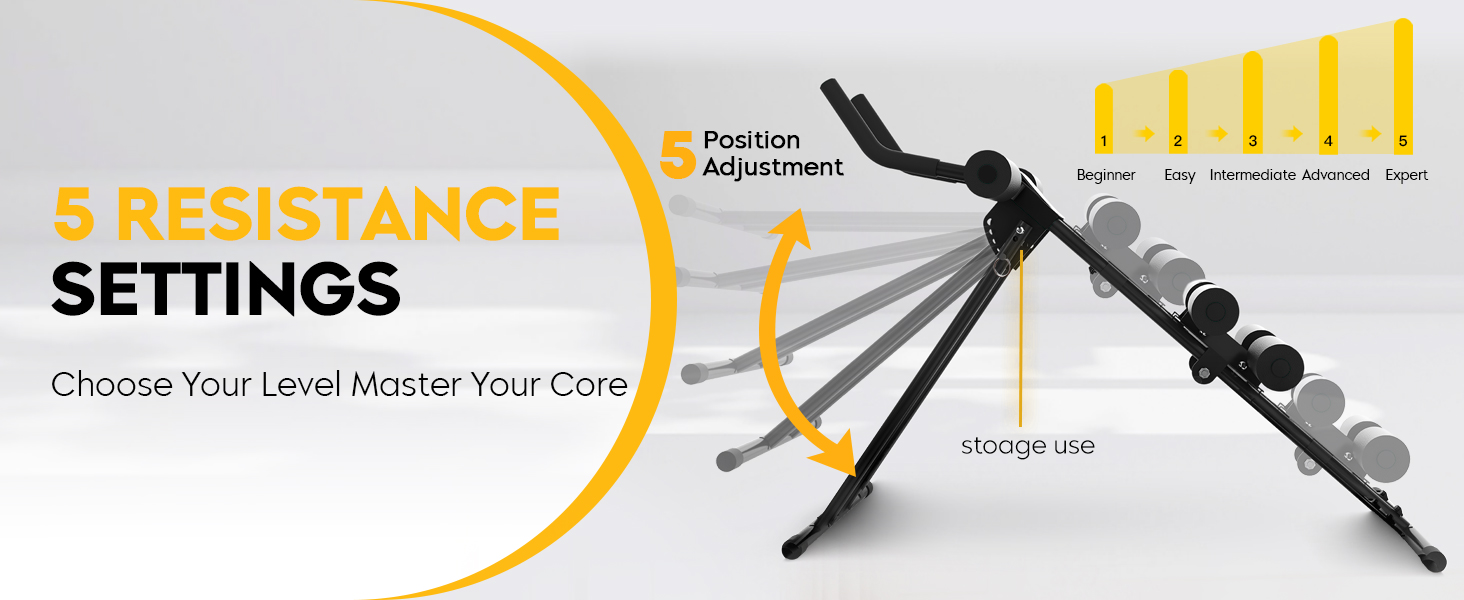 Тренування пресу вдома: Bauchmuskeltrainer - компактний складний тренажер для пресу, фітнес-обладнання для чоловіків та жінок (чорний)