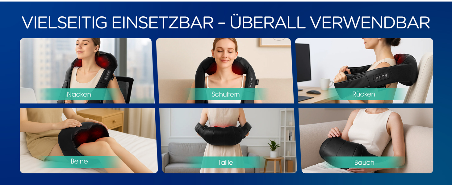 Масажер для шиї та плечей Shiatsu електричний 4D з глибоким розминанням для спини та всього тіла, чорний
