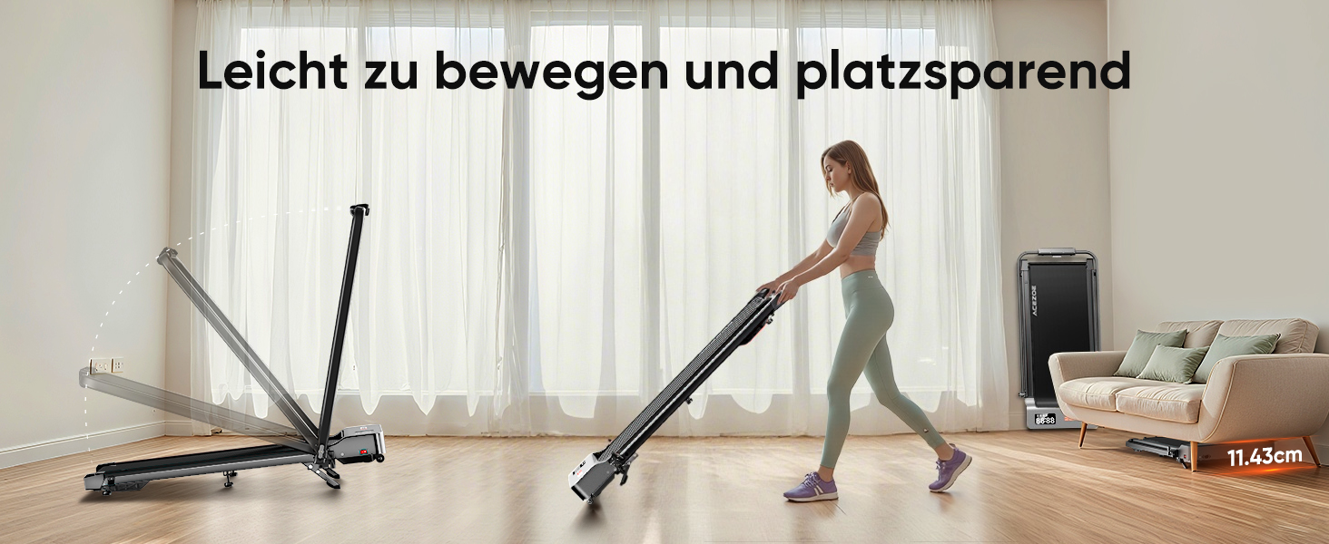 Біговий тренажер 6 в 1 для дому, складний, з регулюванням нахилу 10% та ручками. Макс. вантажність 135 кг, LED-дисплей, пульт дистанційного керування та додаток. Чорний та сірий.