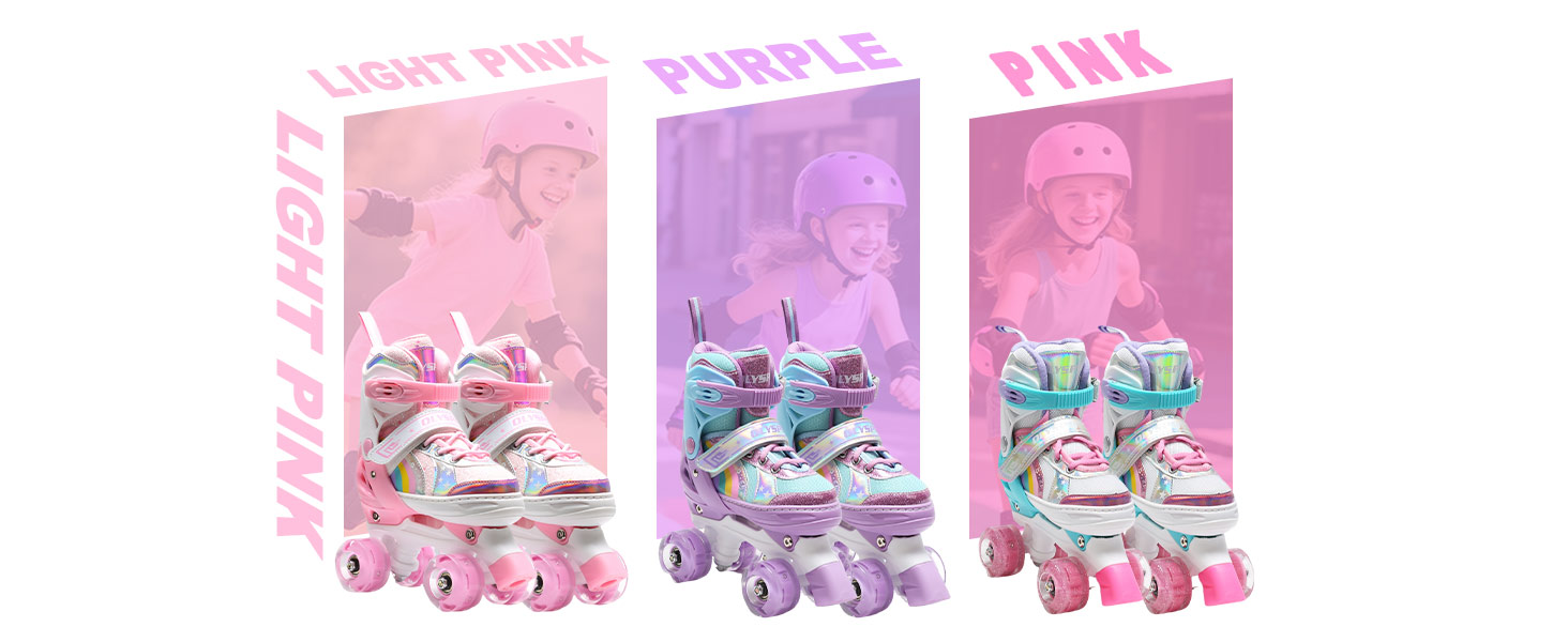 Дитячі ролики для катання, ролики для дівчаток та хлопчиків, регульовані, з LED, фіолетові, з сумкою для зберігання