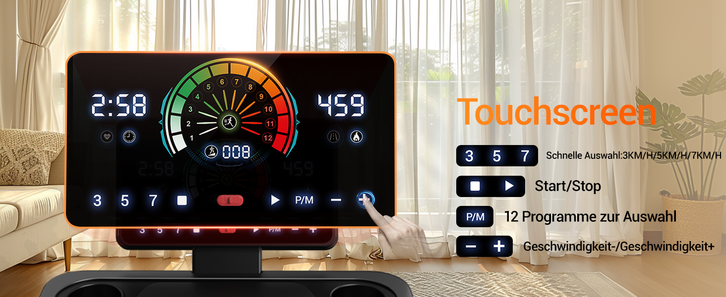 Бігова доріжка для дому LONTEK: складана, з нахилом 16%, швидкість до 14 км/год, мотор 3.5 к.с., пульсометр, LED-дисплей, макс. навантаження 180 кг, чорна