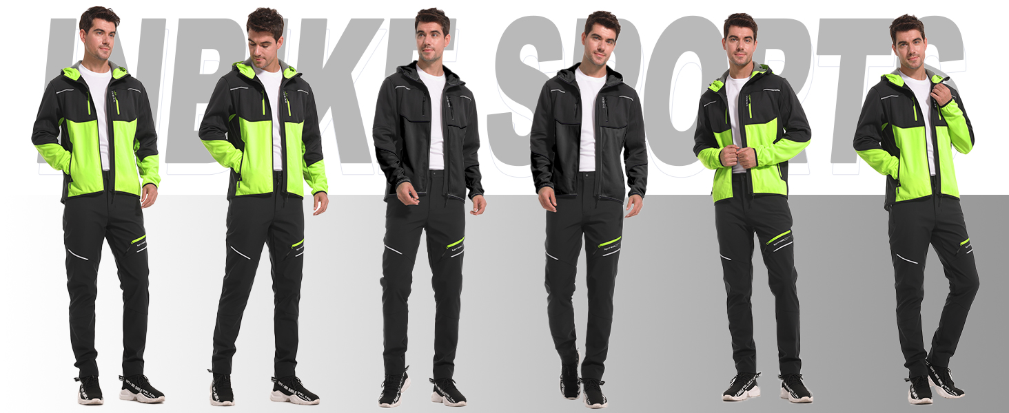 Чоловіча велосипедна куртка INBIKE WJ607 L: водонепроникна софтшелл куртка для їзди, бігу та гірських прогулянок, дихаюча зимова вітрівка, зелена
