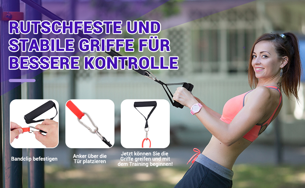 Набір еластичних стрічок для фітнесу та реабілітації (11 шт.) з дверним кріпленням та ручками