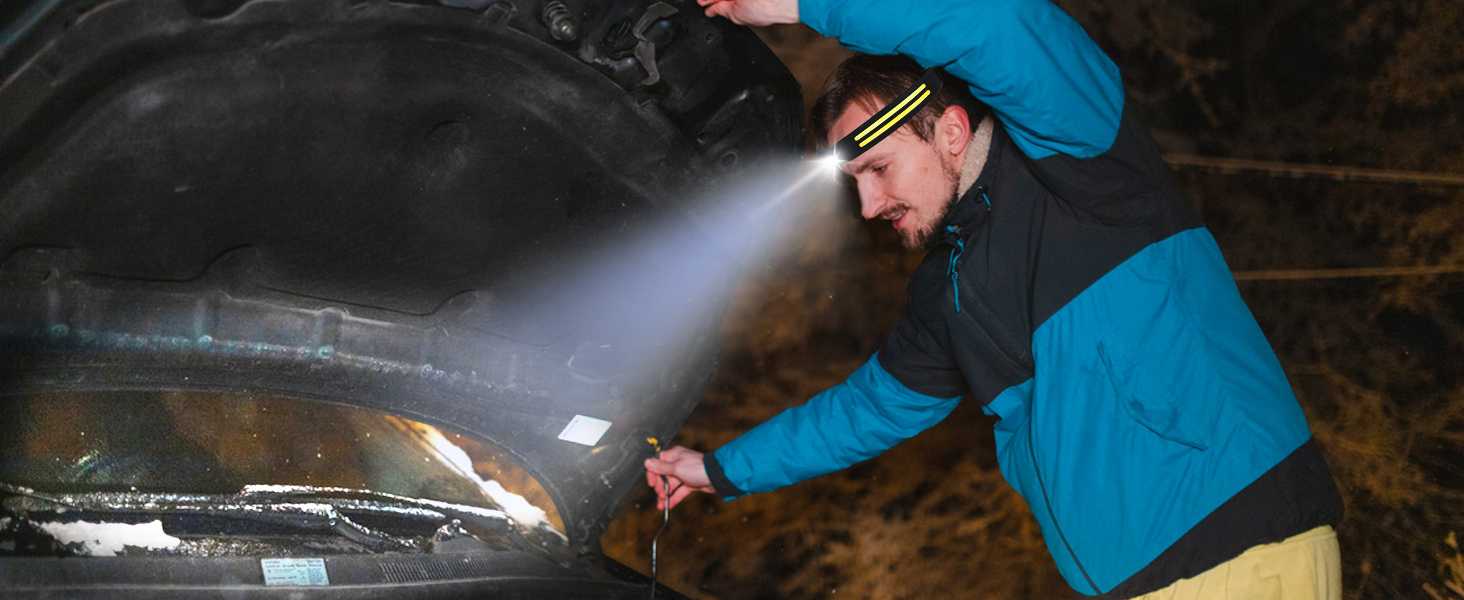 Налобний ліхтар Winthai LED перезарядна, 2 надпотужних 450 Lux з 5 режимами, 1500mAh, 230° широкий кут освітлення, IPX4 вологостійкий, 95g, ідеально для бігу, риболовлі, велоспорту, кемпінгу