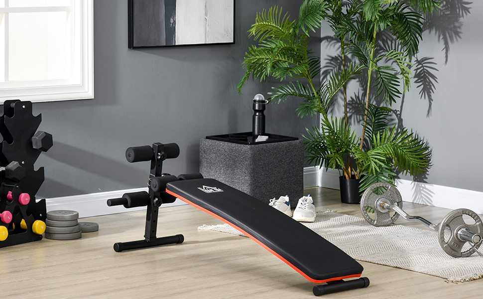 HOMCOM Складана та регульована лавка для пресу, багатофункціональна гімнастична лавка з м'якою спинкою, 47x139x51-69см, чорно-червона