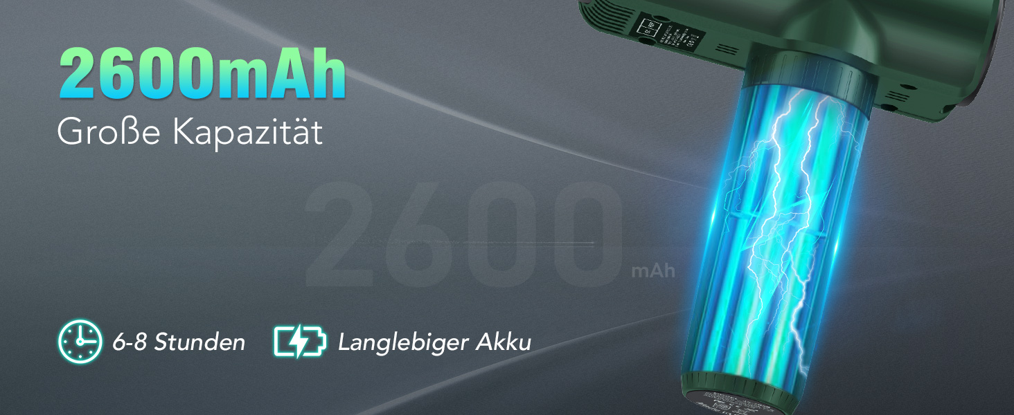 Масажний пістолет Масажний пістолет, Lefity Mini Massage Gun 2600mAh з 30 швидкостями та 6 масажними головками Ручний масажер із зарядним портом USB C Масажер для шиї, плечей, спини (зелений)