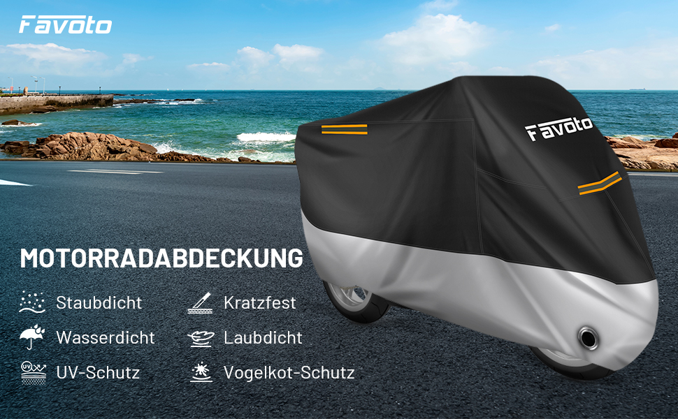 Водонепроникний чохол для мотоцикла Favoto XXL (245x105x125 см) - захист від вітру та дощу