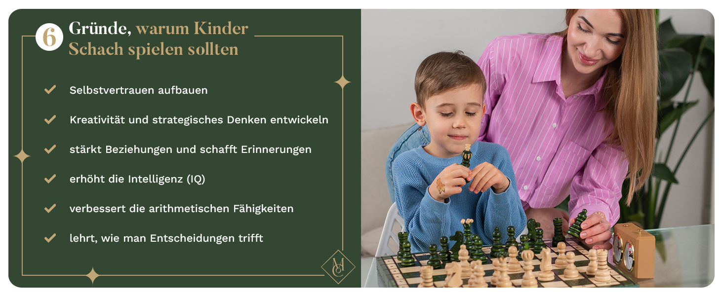 Шаховий набір з витонченим інтарсією з вишневого дерева Pearl XL | Master of Chess | Шаховий набір 42 см | Класичний шахи для дітей та дорослих - шахівниця з фігурами (Зелений XL)