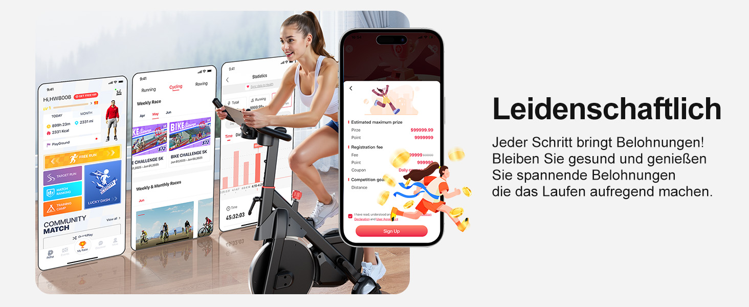 Велотренажер з регульованим магнітним опором, ергометр для дому, фітнес-велосипед 136 кг з тримачем для планшета, фітнес-велосипед з додатком, для дому та фітнес-студії, чорний