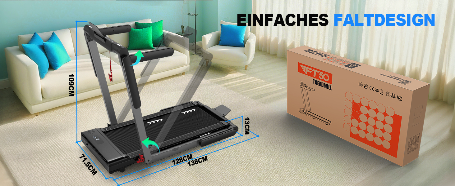 Walking Pad: Безрамковий біговий тренажер для дому з нахилом 7%, мотором 2.25HP, швидкістю 1-12 км/год, 7-шарове покриття, Bluetooth