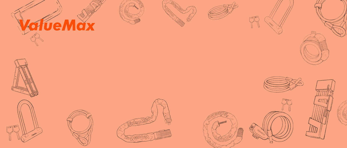 Замок для велосипеда ValueMax з кодовим замком, 100 см, 5-значний код, сталевий ланцюг 8 мм, чорний/білий