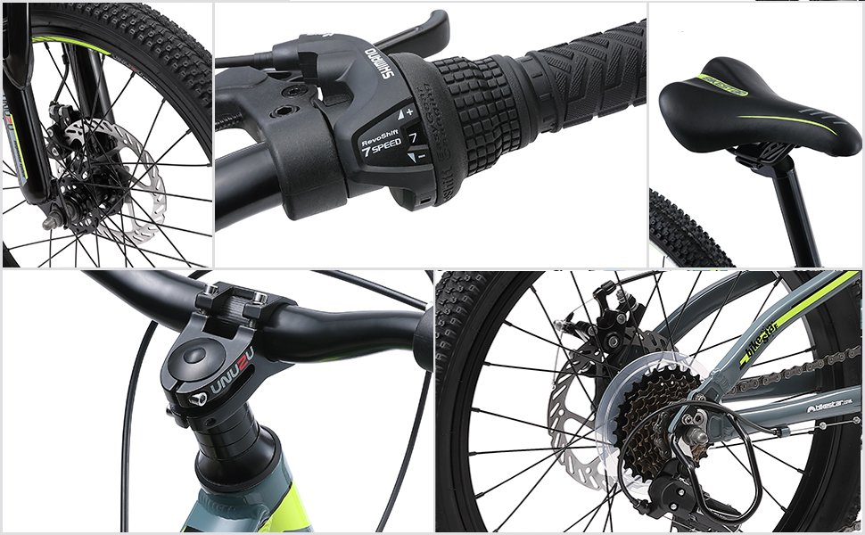 Велосипед BIKESTAR Alu 20, 6-9 років, 7-шв. Shimano, дискові гальма, сірий/жовтий