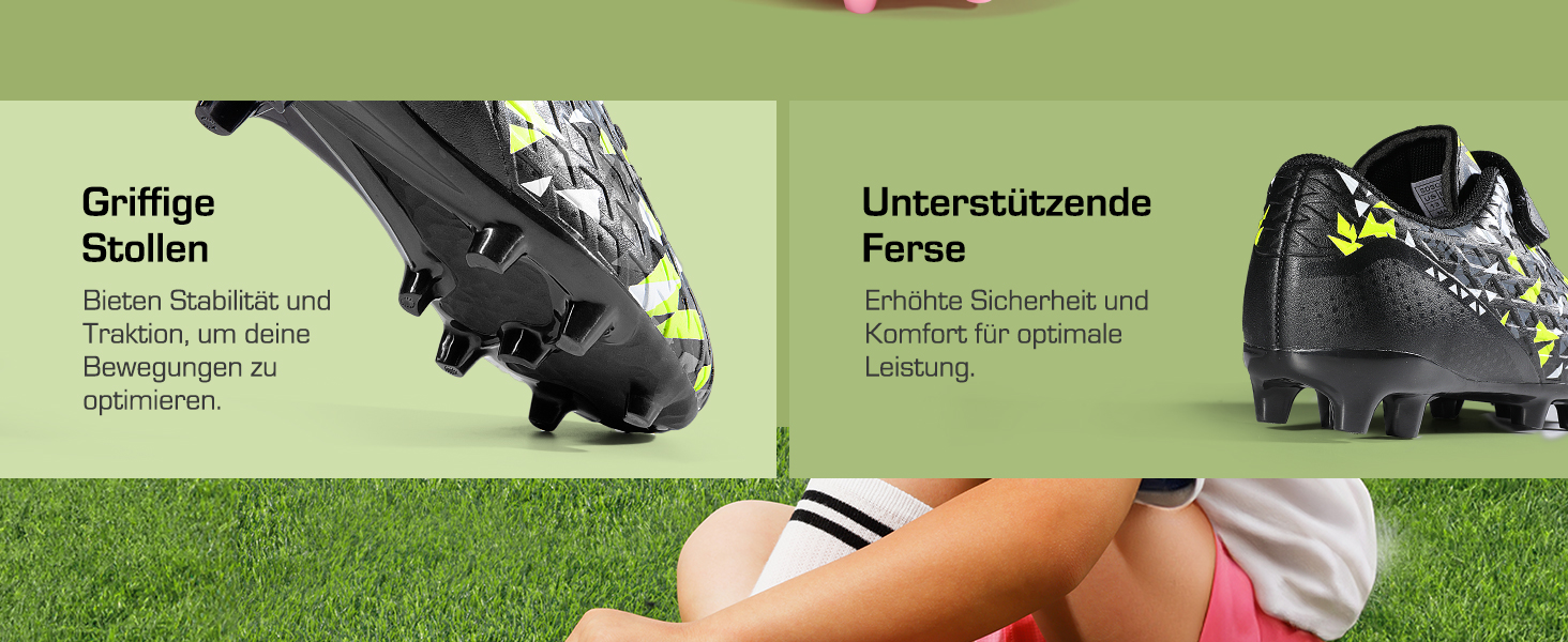 Дитячі футбольні бутси DREAM PAIRS для хлопчиків та дівчаток. Зручні, дихаючі футбольні кросівки для залу та вулиці. Розмір 28.5 EU, чорний/неонові зелений.