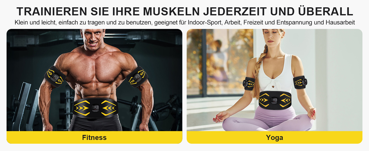 EMS тренажер для пресу Relassy: електричний, з 10 режимів та 30 інтенсивностей, USB, для живота, рук, ніг