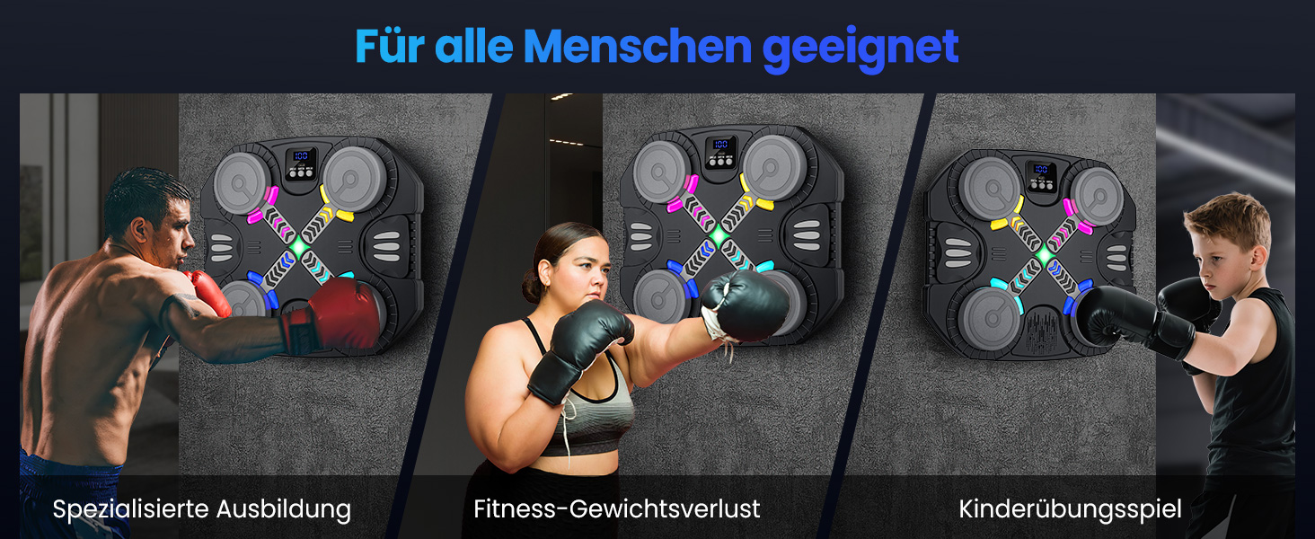 Дитяча боксерська машина з підсвіткою та музикою, Bluetooth, 5 швидкостей, 2 режими тренування, LED, чорна