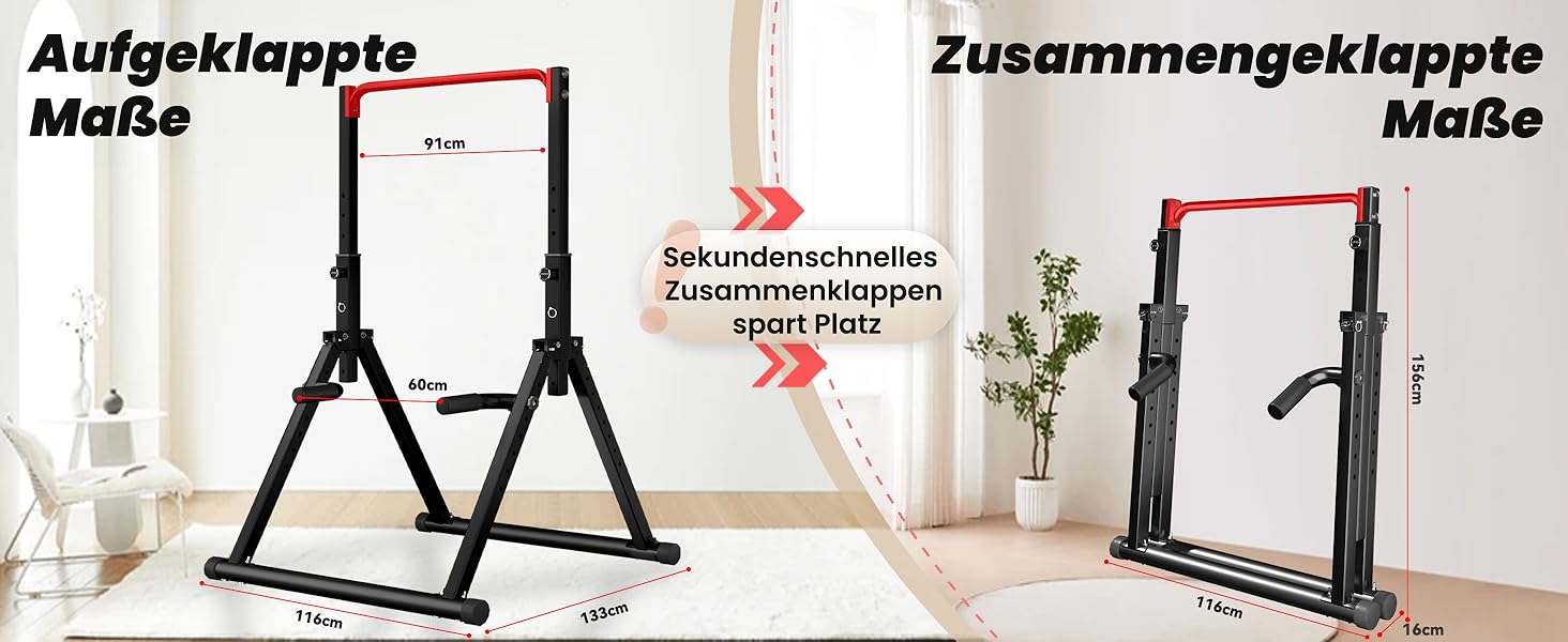 Стойка для віджимань і підтягувань DOBESTS з регулюванням висоти, багатофункціональна, чорна (3-червоні)