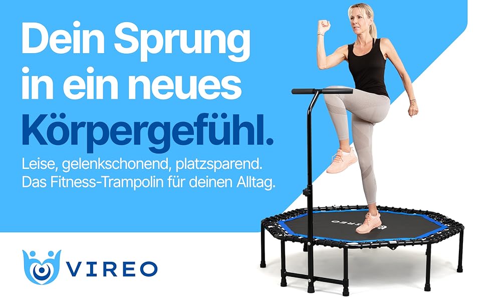 Батут фітнес VIREO для дорослих 102 см, до 150 кг, складаний, з ручкою, гумовими стрічками, для дому