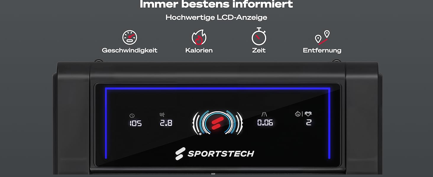 Тренажер Sportstech sWalk Fold: компактний біговий доріжки для дому з LED-підсвіткою та керуванням через додаток, до 6 км/год, 120 кг
