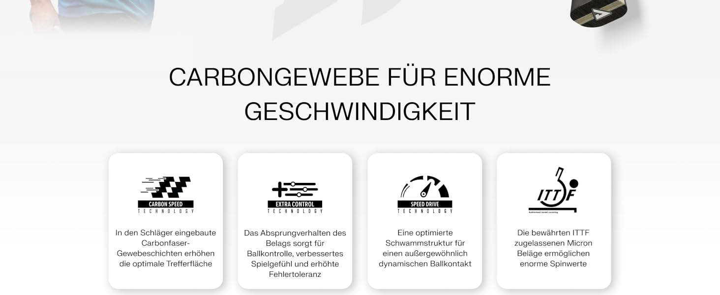 Ракетка для настільного тенісу JOOLA Hugo Calderano Carbon з м'ячами та чохлом, ITTF, чорно-зелена