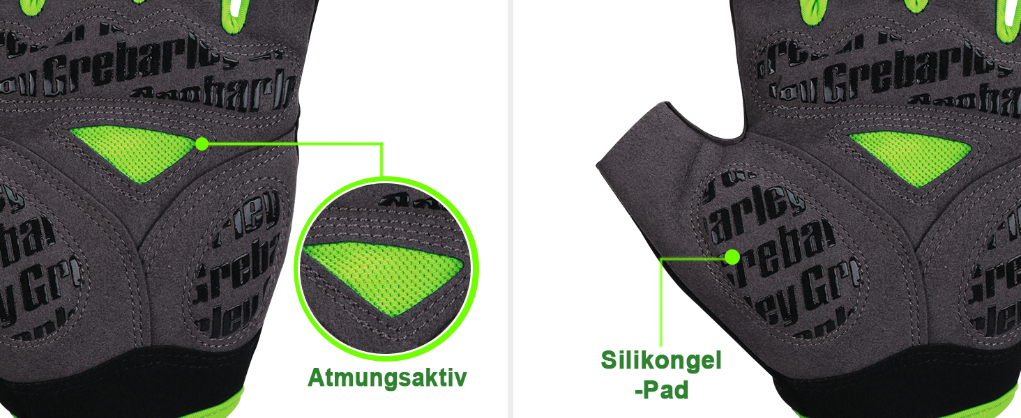 Велосипедні рукавички Grebarey для гірського велосипеда, чоловічі та жіночі, з антиковзаючою поверхнею та амортизацією, розмір S, зелені