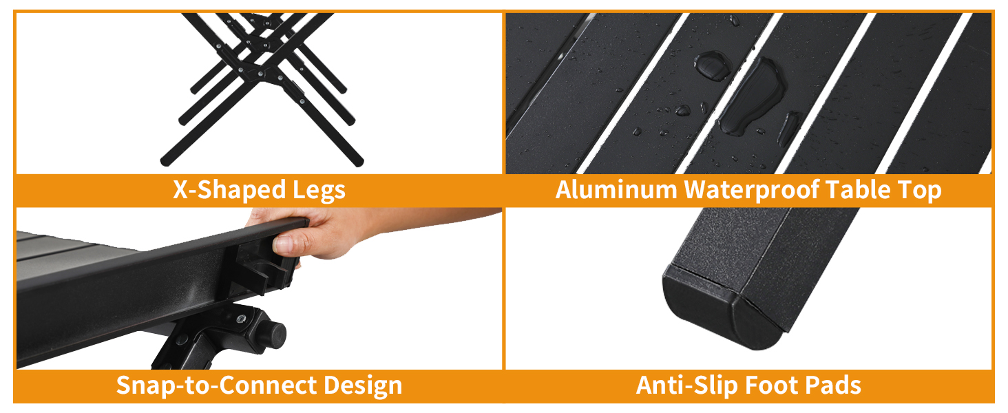 Складаний туристичний стіл Boosden 120x80 см з сумкою для пікніка, грилю та відпочинку на природі (чорний)